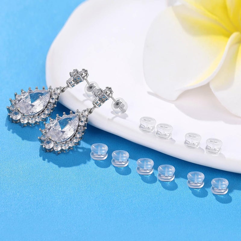 Moconar Silicone Earring Backs Sterling Silver Locking Secure Earring Backs for Studs/Droopy Ears Rubber, Secure Hypoallergenice Comfortable Backings for Women Men Silver Color - Image 5